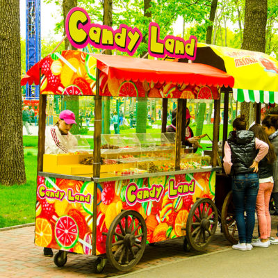Вывеска Candy Land тележка сладостей