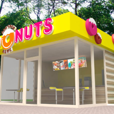 Макет кафе DONUTS пончики и кофе