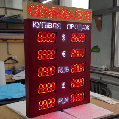 Световой стенд обмена валют